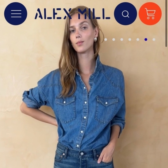 Alex Mill Tops - Alex Mill Denim Button-Front Western Shirt in Medium Blue